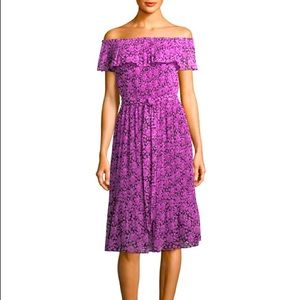 Pink MICHAEL Michael Kors Jewel Pleated Floral Dress Size Large
